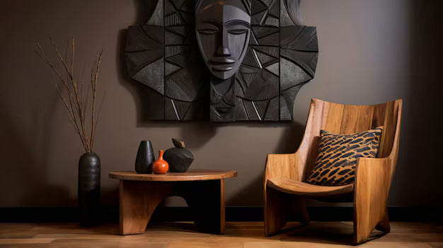 Casa Duah interior featuring abstract wall art with a bold color palette.